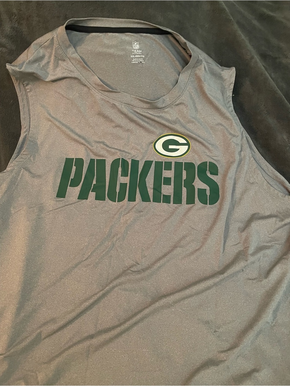 NFL Green Bay Packers Gray Sleeveless Tee with Green Logo